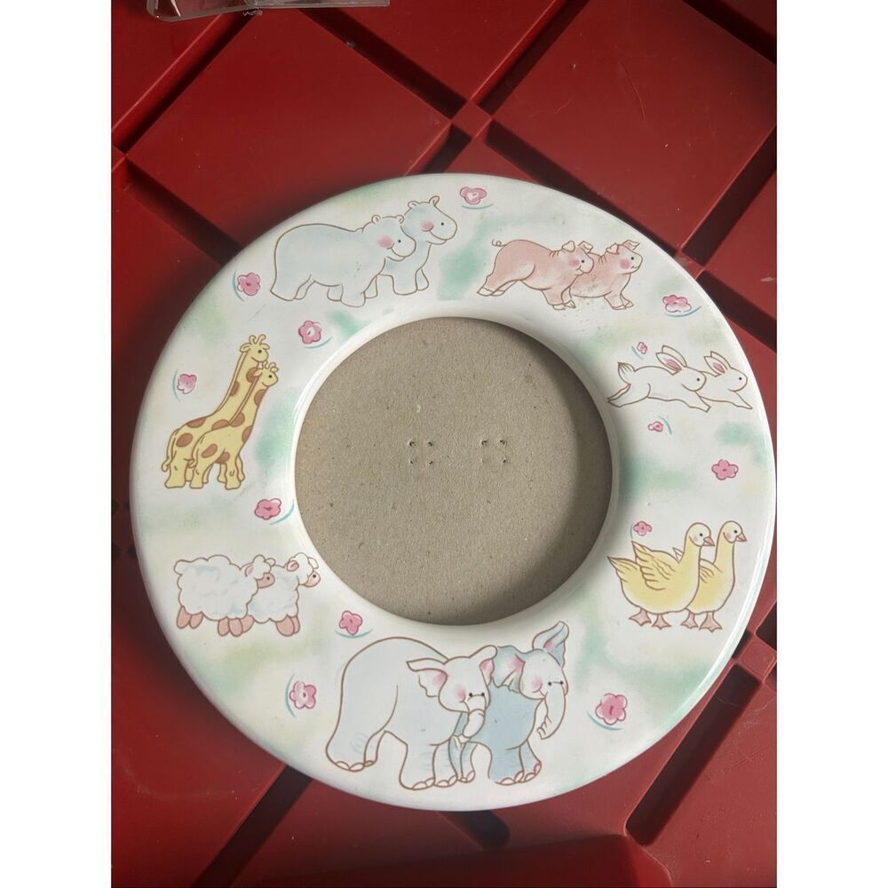 Russ Berrie Round Noah's Ark Ceramic Picture Frame